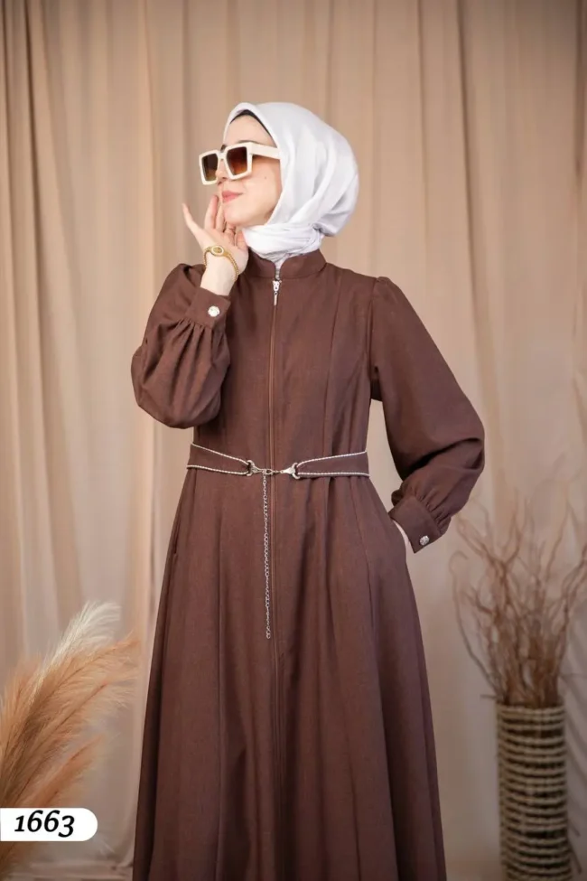 جلباب يونفيكت ربيعي بسحاب وطول كامل