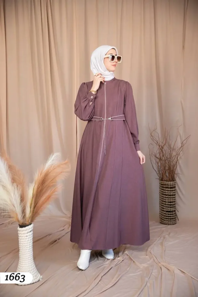 جلباب يونفيكت ربيعي بسحاب وطول كامل