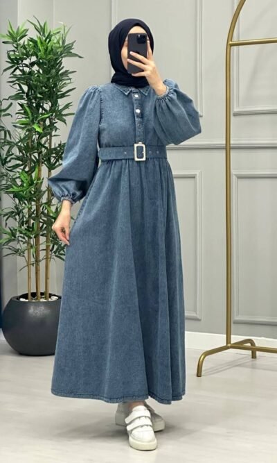 فستان جينز ربيعي صيفي بتصميم رائع