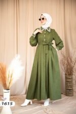 فستان فالينجا كتان بقبة مطرزة