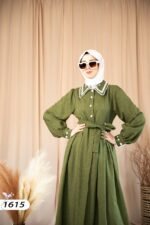 فستان فالينجا كتان بقبة مطرزة