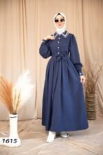 فستان فالينجا كتان بقبة مطرزة