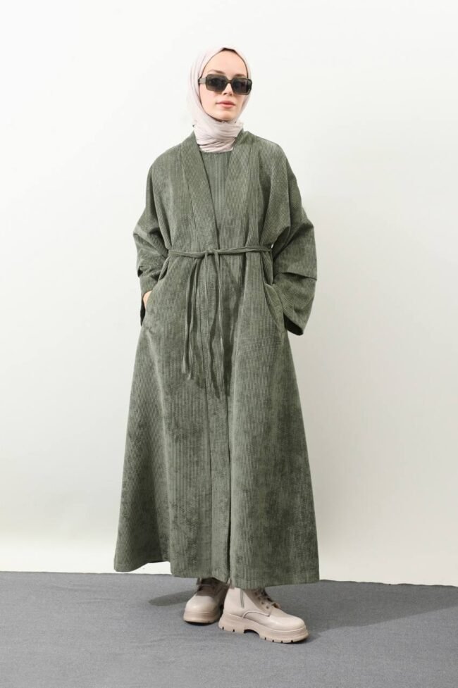 طقم عباية وفستان كوردروي شتوي