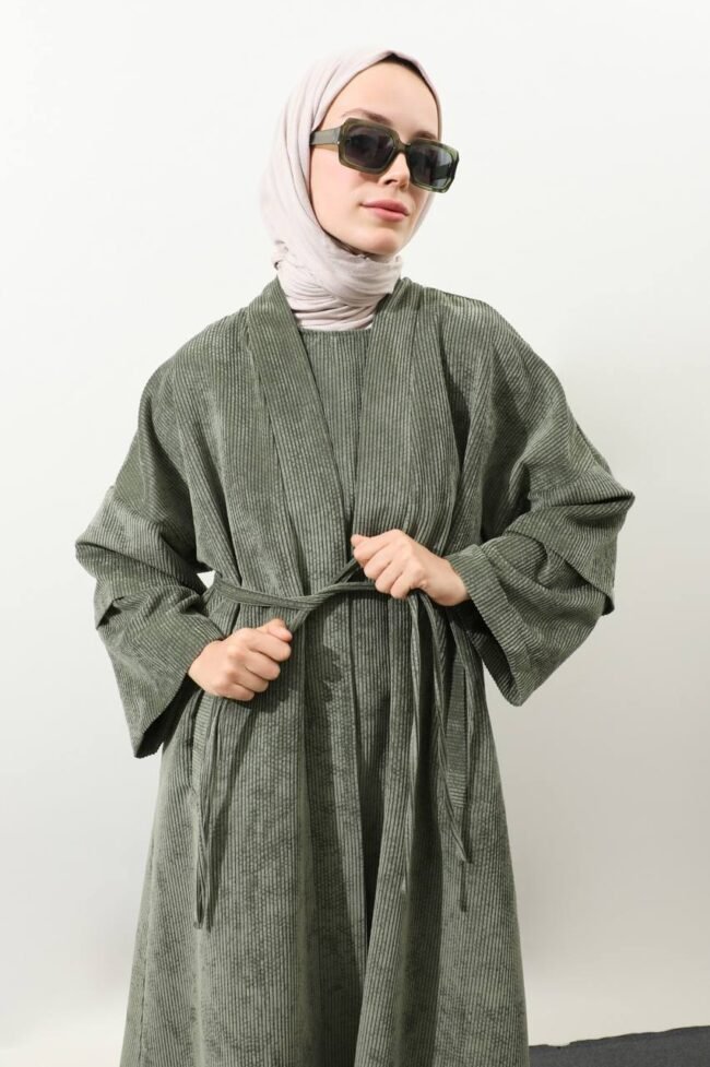 طقم عباية وفستان كوردروي شتوي