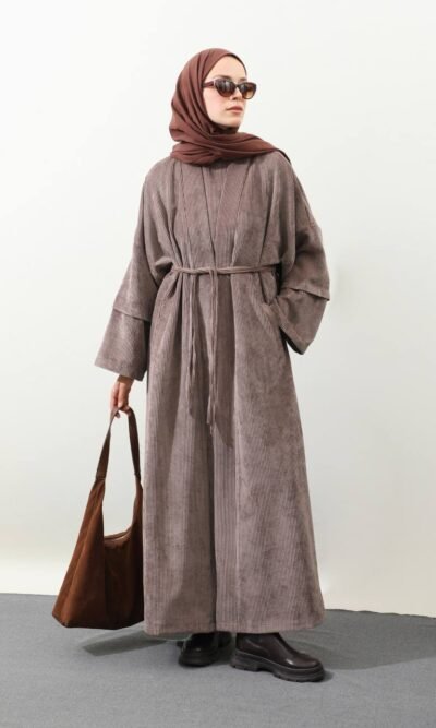 طقم عباية وفستان كوردروي شتوي