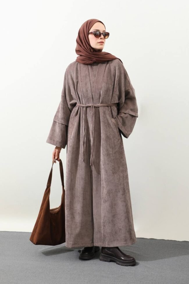 طقم عباية وفستان كوردروي شتوي