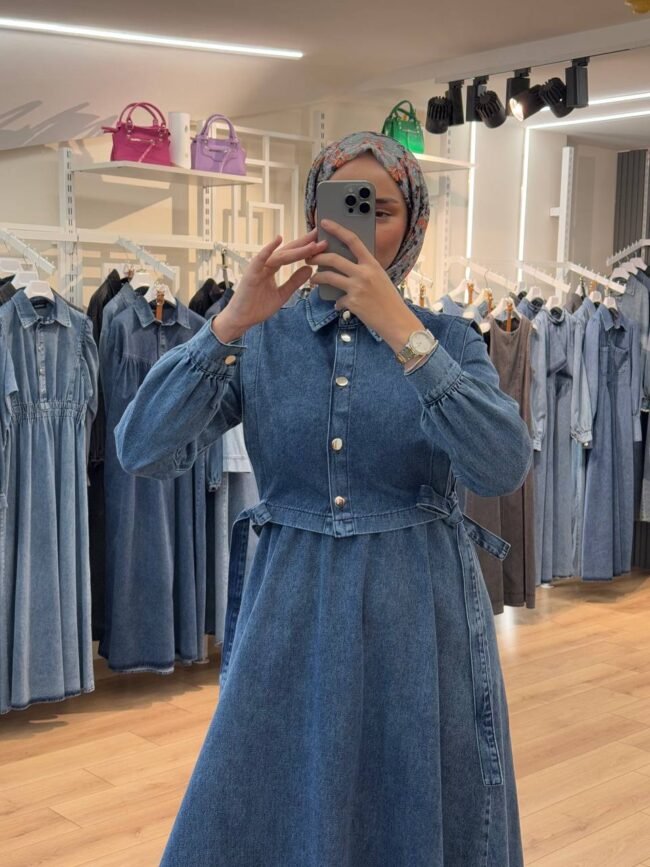 فستان جينز ربيعي صيفي مع فيستا