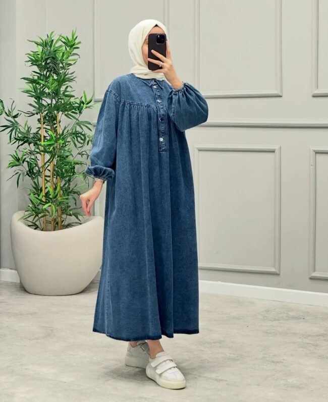 فستان جينز جميل بقالب واسع
