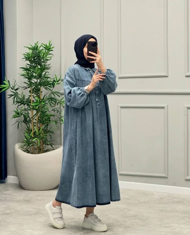 فستان جينز جميل بقالب واسع