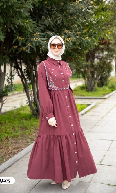 فستان مودال مطرز بالورود