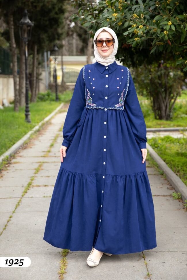 فستان مودال مطرز بالورود