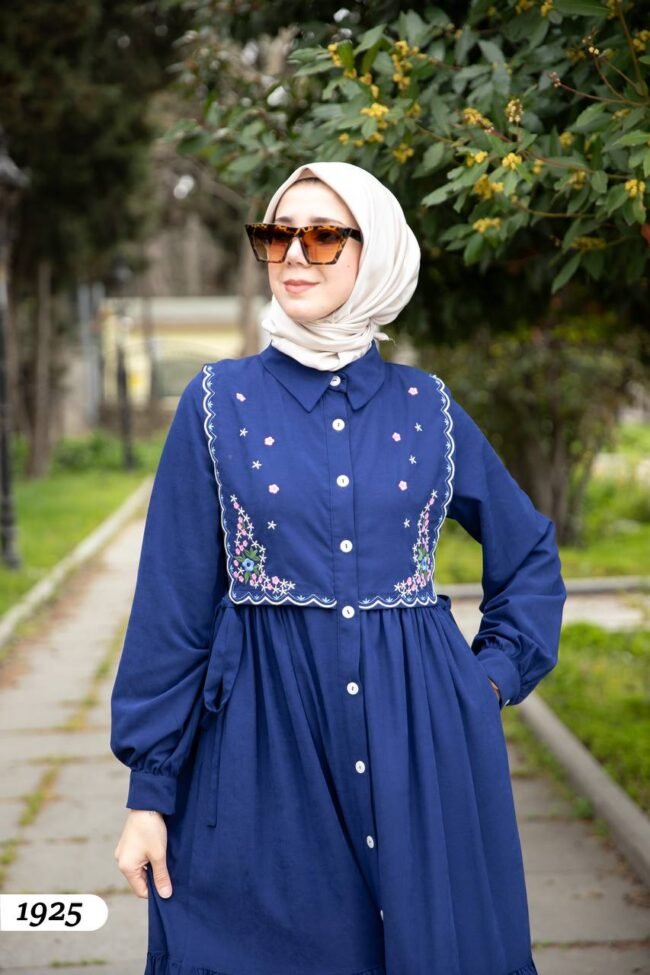 فستان مودال مطرز بالورود