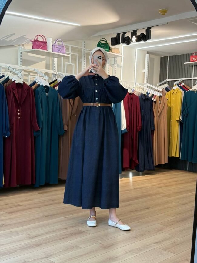 فستان جينز جميل بقالب واسع