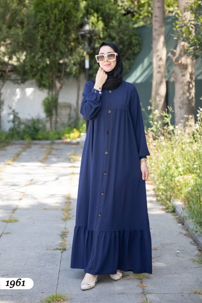 فستان مدينة ايبيك بأزرار على كامل الطول