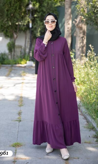 فستان مدينة ايبيك بأزرار على كامل الطول