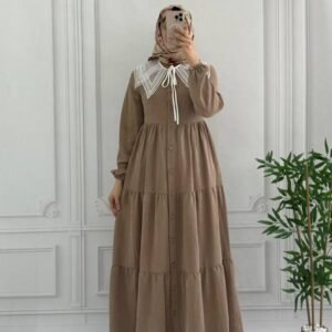 جلباب تشانيلا بقبة شيفون بيضاء