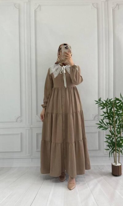 جلباب تشانيلا بقبة شيفون بيضاء