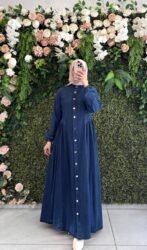 جلباب جينز بكسرات على الجانبين