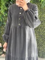 جلباب جينز ازرق بأزرار على الصدر