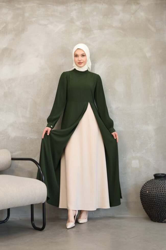 فستان كريستال كريب مع طبقة ايبيك داخلية