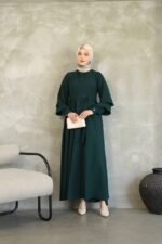 فستان مدينه صيفي بثنيات في اليدين