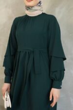 فستان مدينه صيفي بثنيات في اليدين