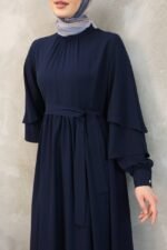 فستان مدينه صيفي بثنيات في اليدين