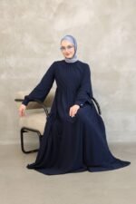 فستان مدينه صيفي بثنيات في اليدين