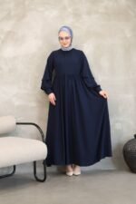 فستان مدينه صيفي بثنيات في اليدين