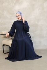 فستان مدينه صيفي بثنيات في اليدين