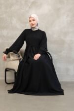 فستان مدينه صيفي بثنيات في اليدين