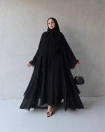 طقم عباية شيفون وفستان مع شالة💯