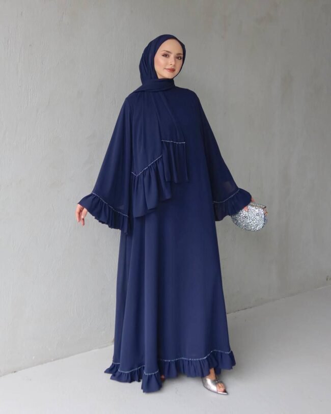 عباية شيفون طبقتين بتصميم جديد كلياً❤️