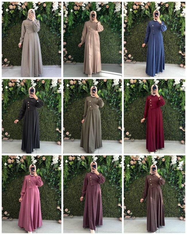 فستان مودال بأزرار مُلفتة على جانب الصدر