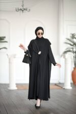 فستان ميلودي كريب صيفي مع طرحة بطول كامل