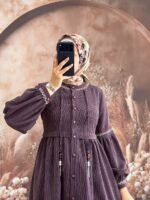 جلباب شانيلا بتطريز جميل على اليدين