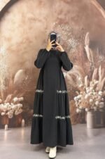 فستان شانيلا خريفي شتوي بتطريز عرضي من الازهار